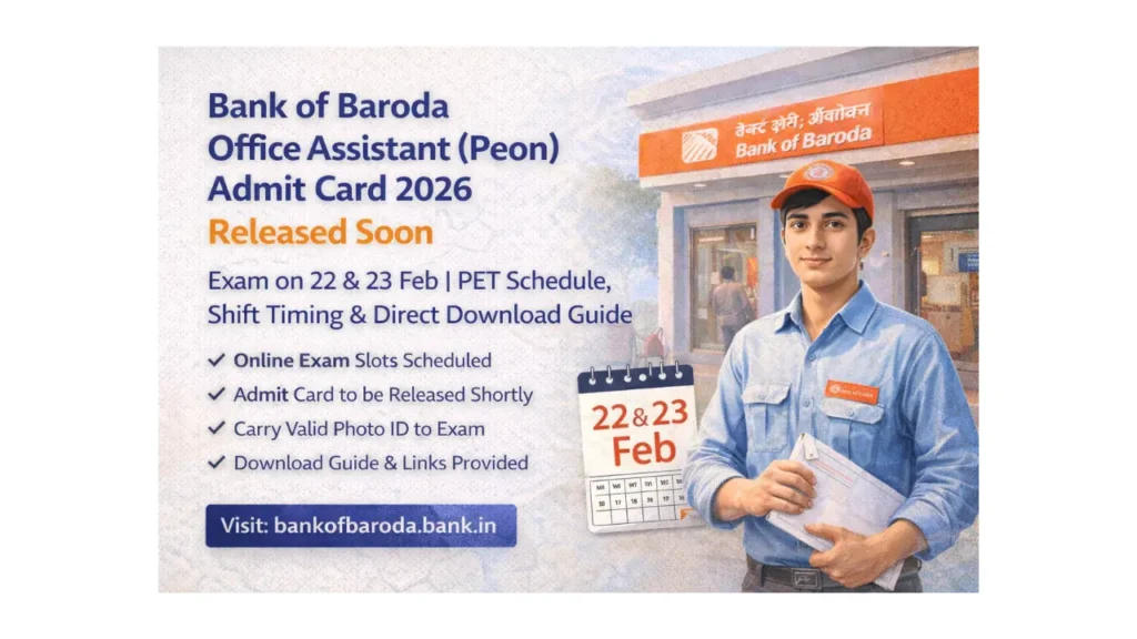Bank of Baroda Office Assistant (Peon) Admit Card 2026